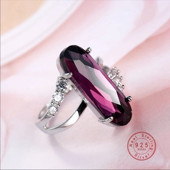 Jewelry - NWT 925 Sterling silver crystal purple stone ring